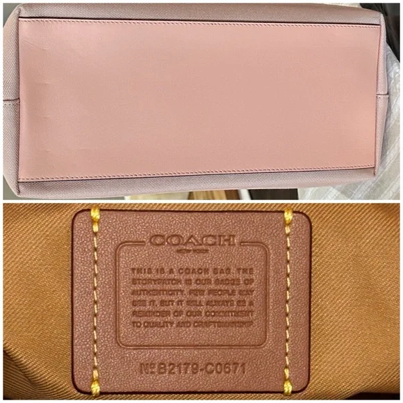 COACH Horse & Carriage Jacquard City Tote w/Leather Trim in Blush Pink, NWOT - Picture 7 of 16